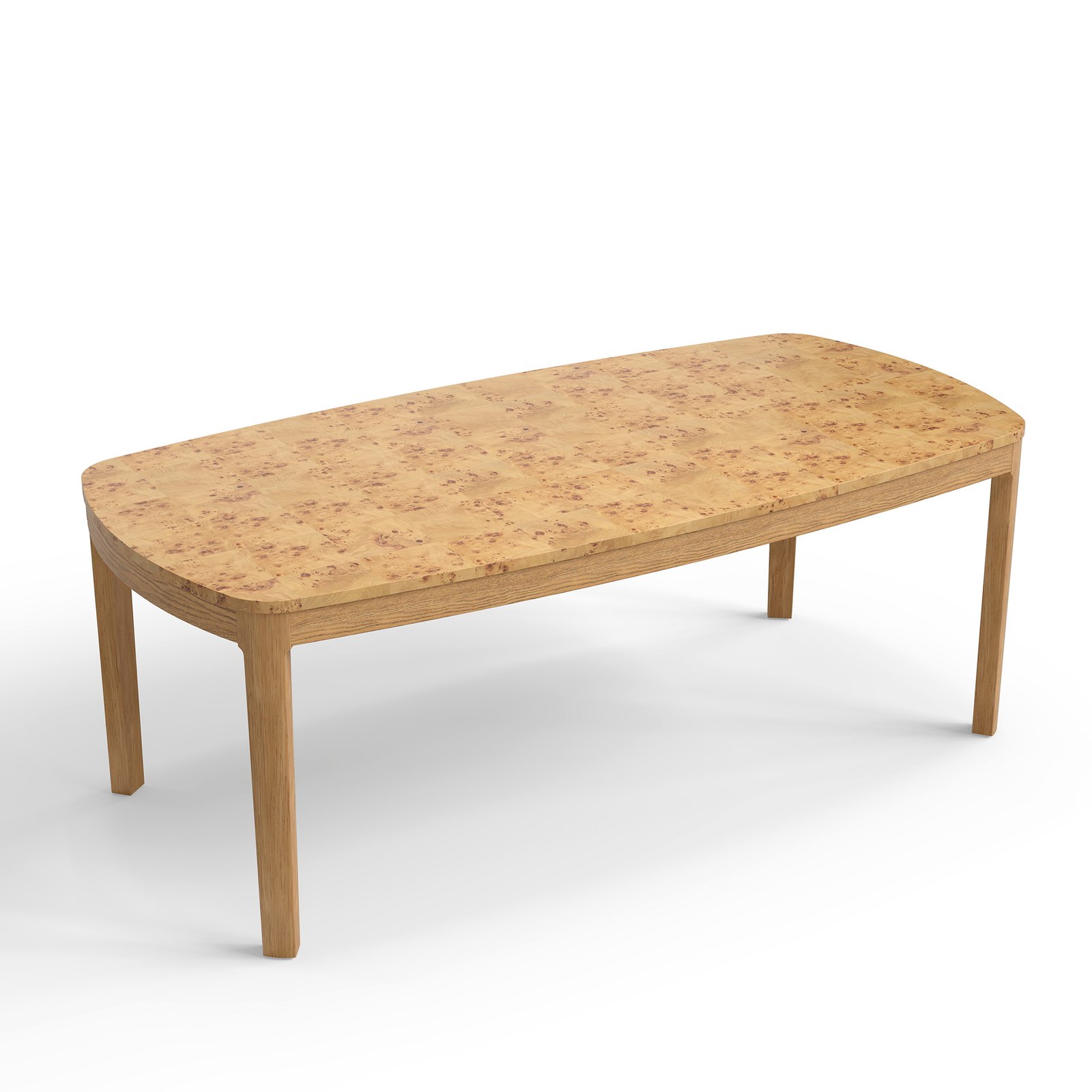 Mid-Century Modern Burl Wood Dining Table with Solid Oak Legs - Image 2