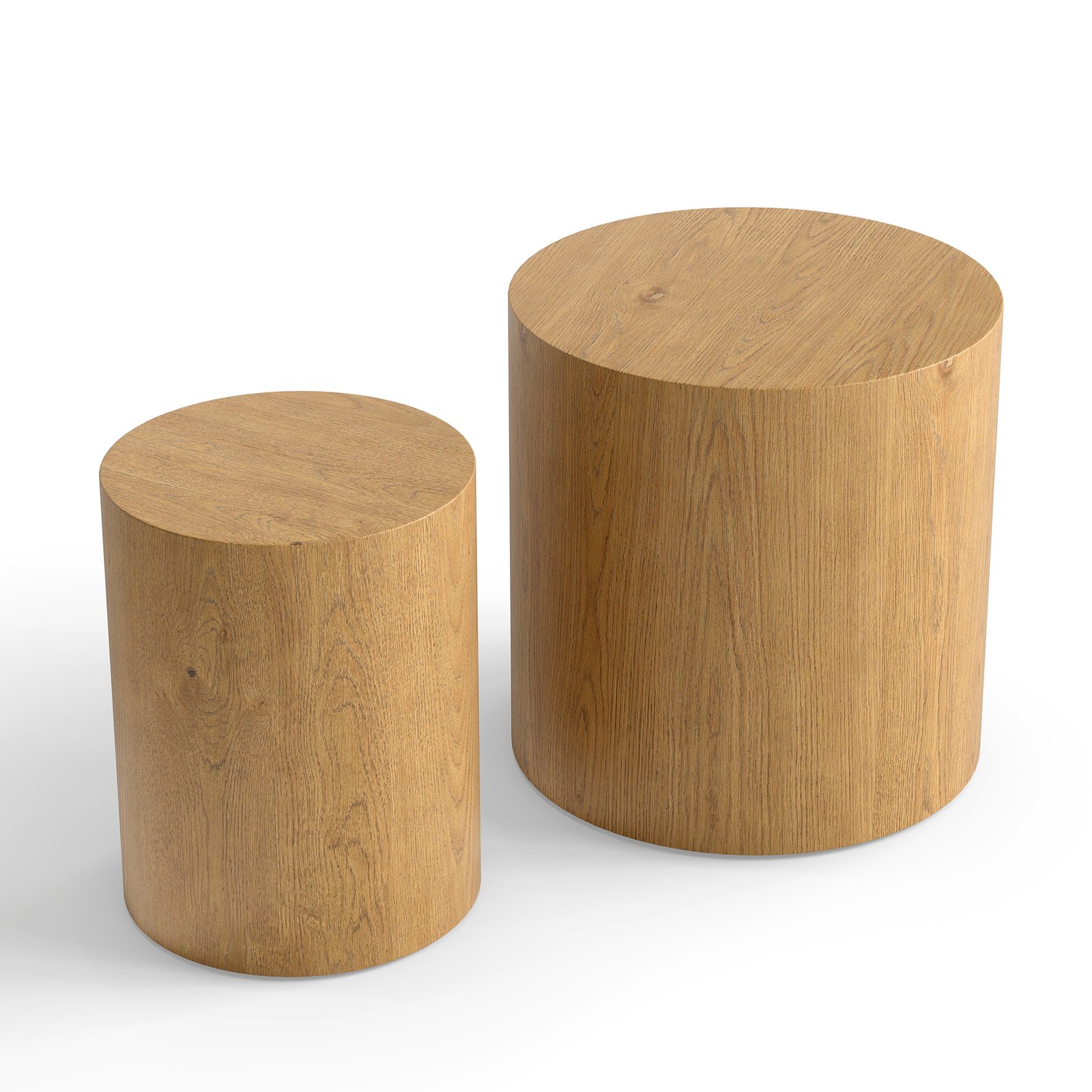 Modern Round Nesting Coffee Table Set of 2 – Space-Saving Wood Tables for Living Room