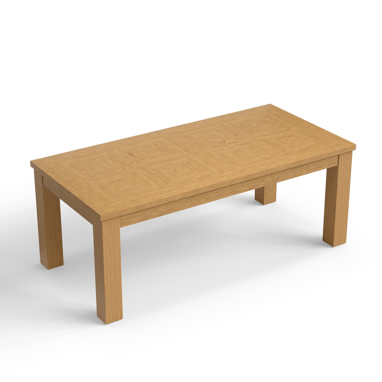 Mid-Century Modern Dining Table with Handcrafted Diamond Inlay Top, Solid Wood Dining Table for 6-8 People - Image 2