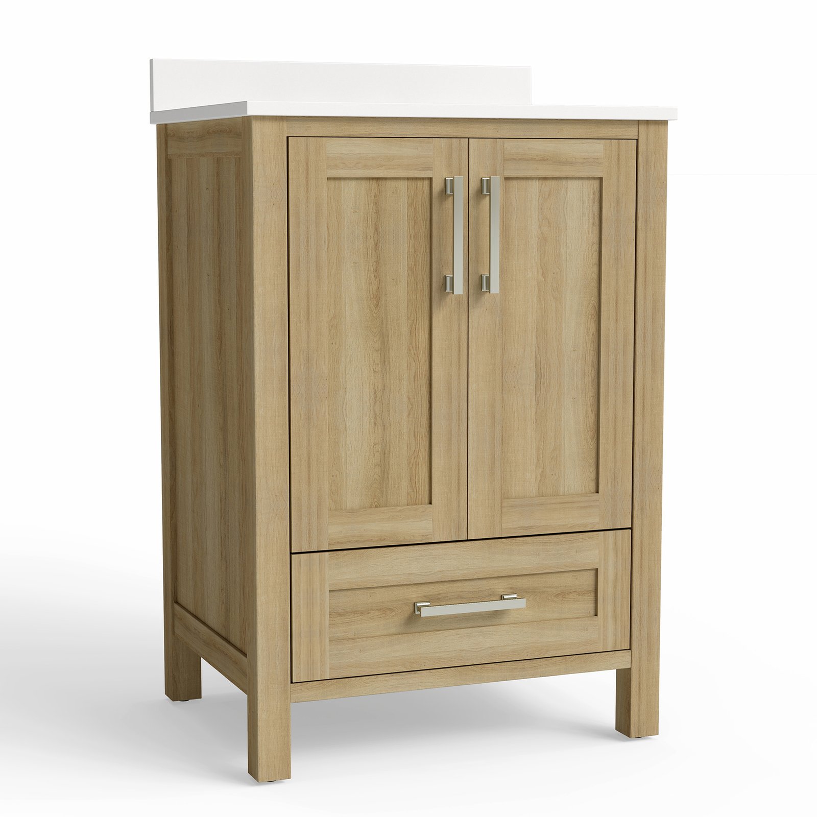 24 Inch Modern Bathroom Vanity with Quartz Countertop, Soft-Close Door & Drawer, Space-Saving Single Sink Vanity - Image 2