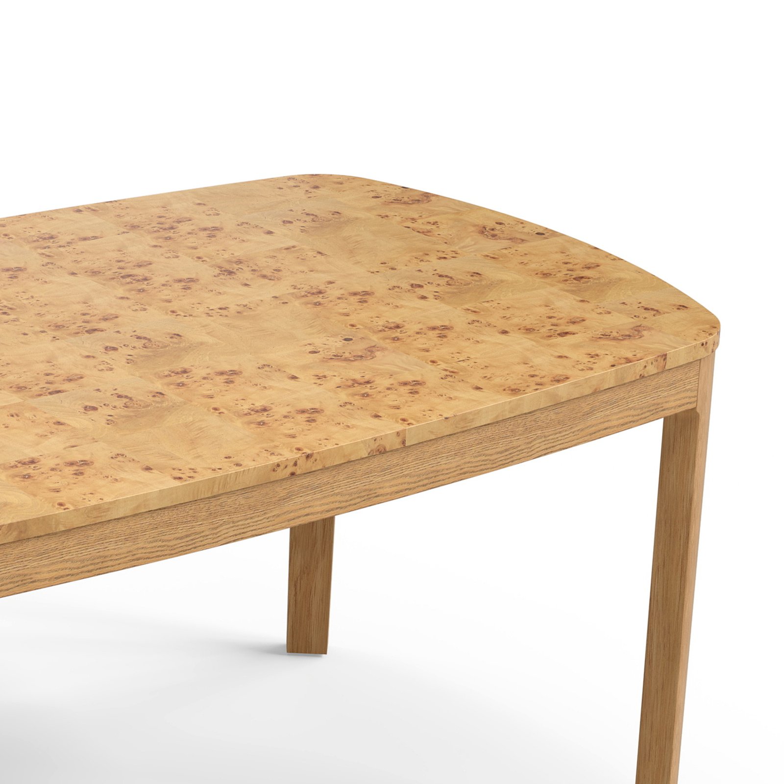 Mid-Century Modern Burl Wood Dining Table with Solid Oak Legs - Image 4