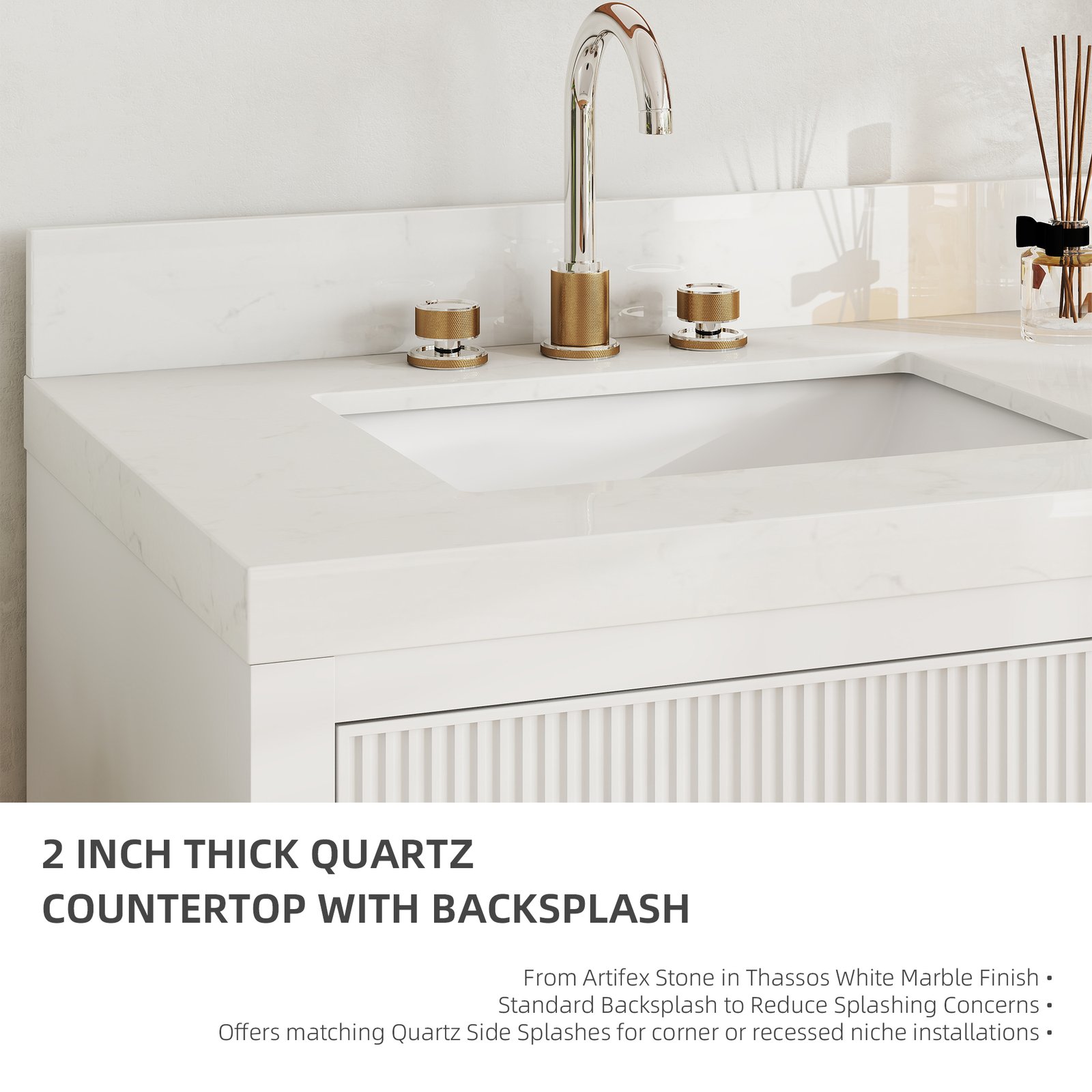 60 Inch Solid Wood Double Sink Bathroom Vanity with Quartz Countertop - Image 6