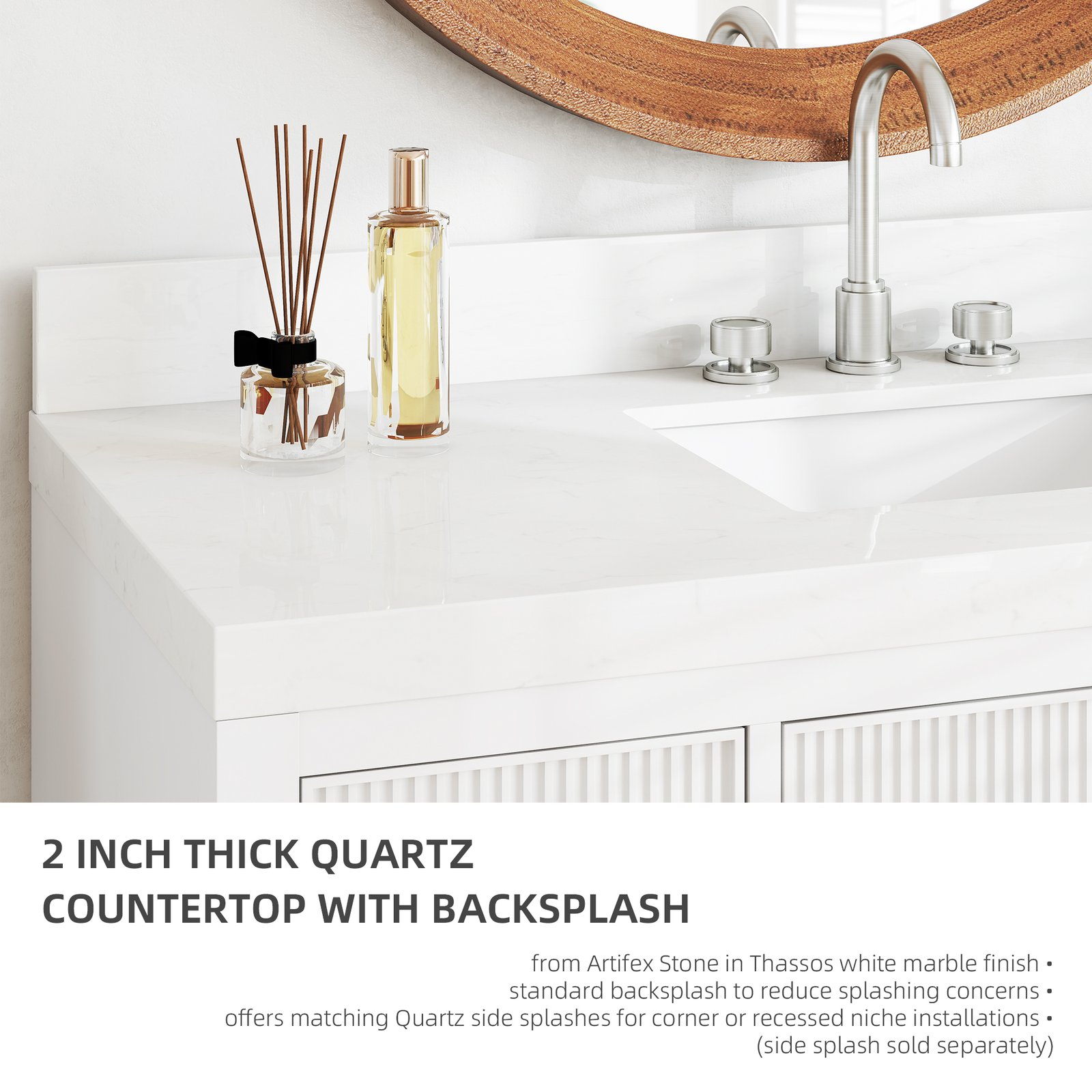 48 Inch Solid Wood Single Sink Bathroom Vanity with Quartz Countertop and Soft-Close Drawers - Image 4