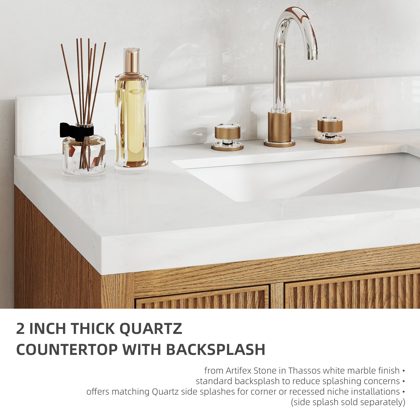 36 Inch Solid Wood Single Sink Bathroom Vanity with Quartz Countertop and Soft-Close Drawers - Image 6