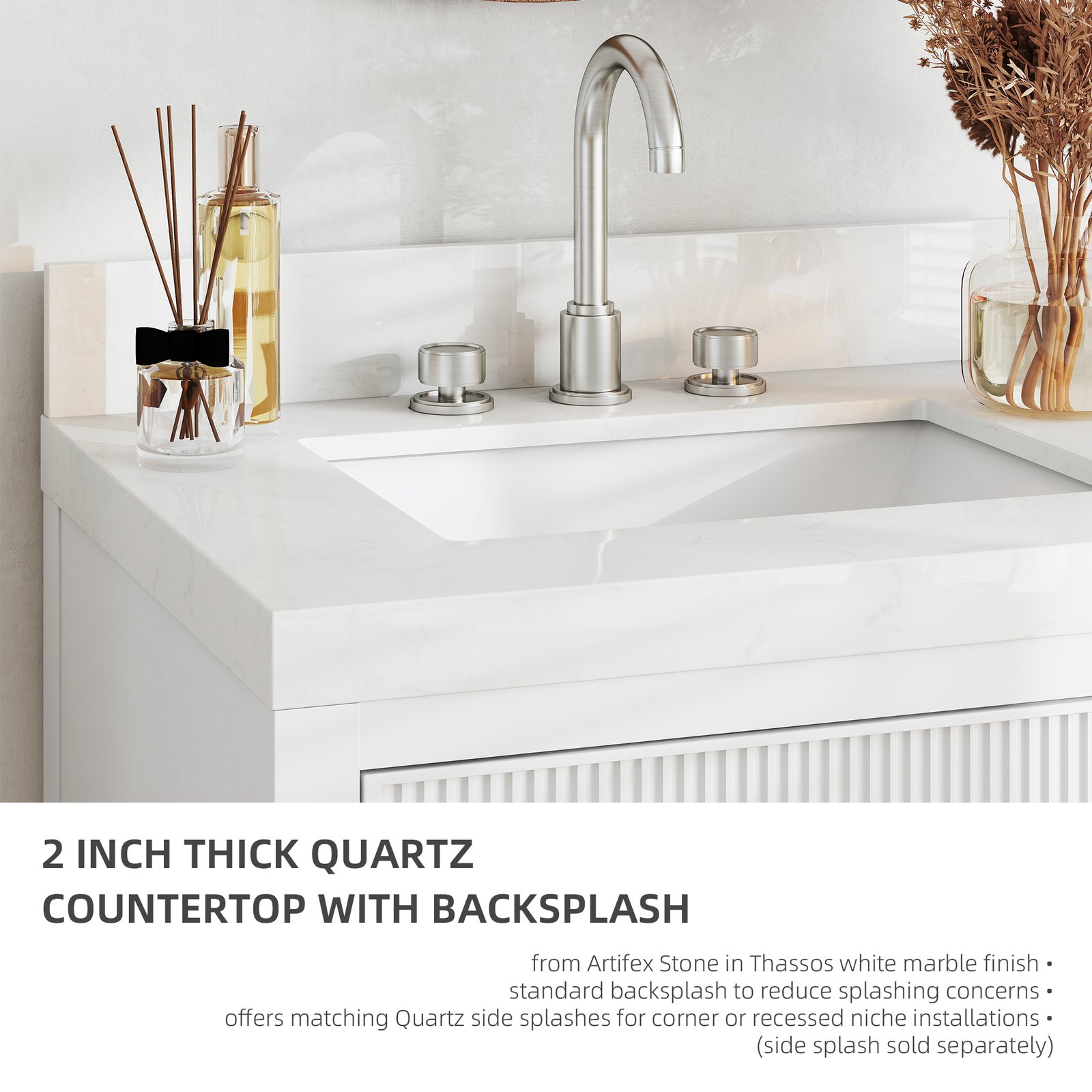 28 Inch Solid Wood Single Sink Bathroom Vanity with Quartz Countertop and Soft-Close Drawers in White - Image 7