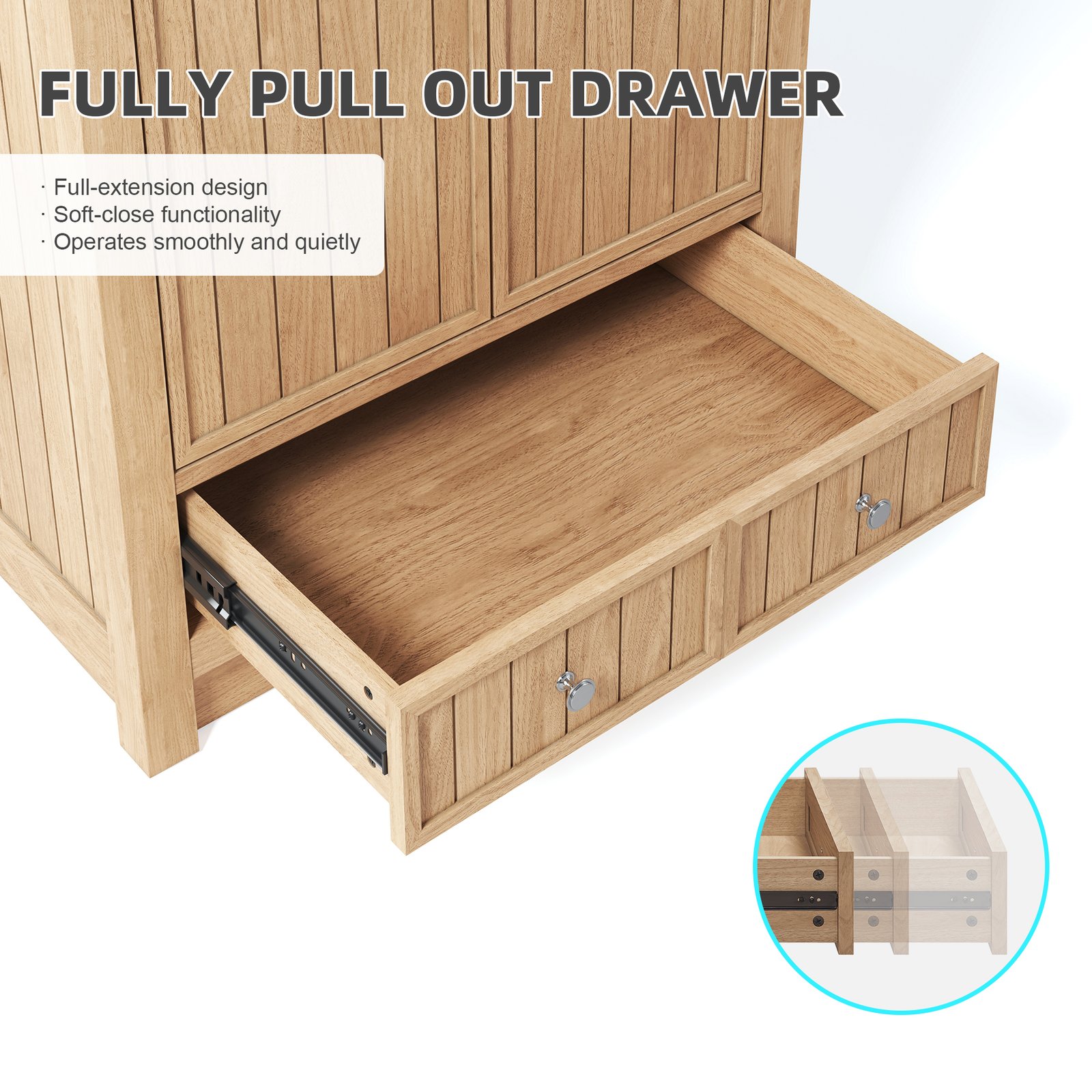 30-Inch Modern Bathroom Vanity with Carrara Quartz Top, MDF Wood Veneer Cabinet, Soft-Close Door & Drawer, Nordic Style Single Sink Vanity - Image 6