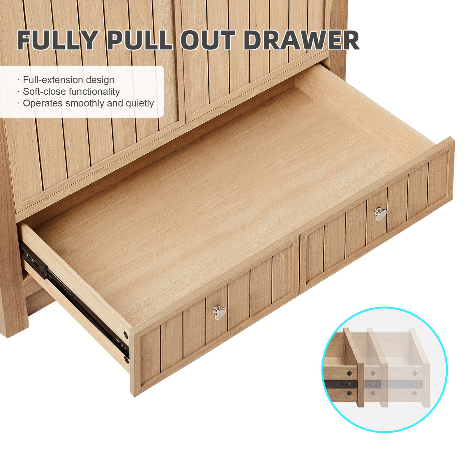 36-Inch Modern Bathroom Vanity with Carrara Quartz Top, MDF Wood Veneer Cabinet, Soft-Close Door & Drawer, Nordic Style Single Sink Vanity - Image 9
