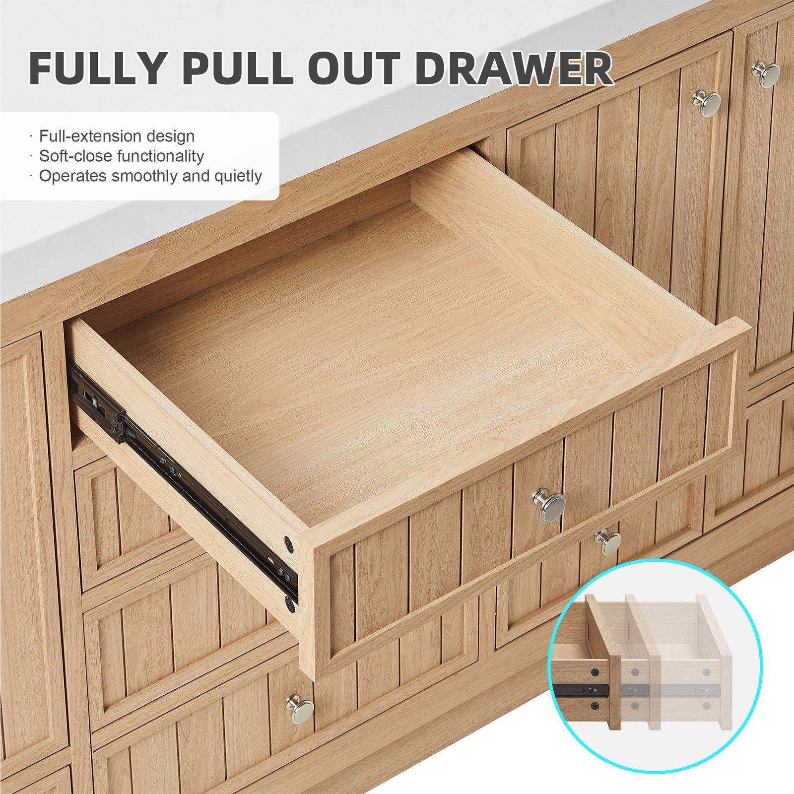 72 Inch Modern Double Sink Bathroom Vanity with Double Quartz Countertop, Soft-Close Drawers & Doors, Freestanding Bath Cabinet - Image 6