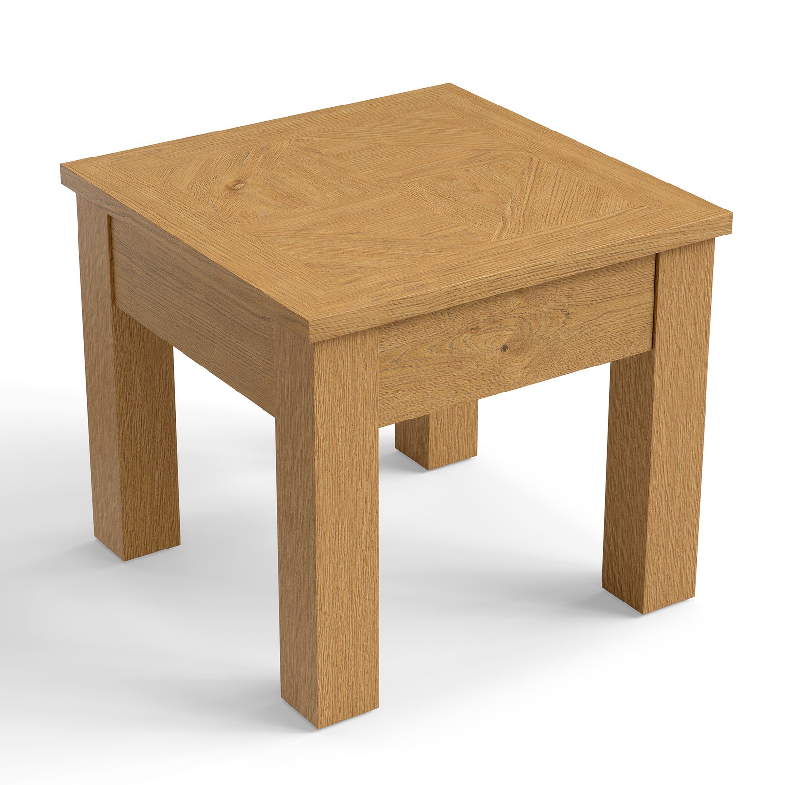 Modern Solid Wood End Table with Diamond Inlay Drawer | OEM & Wholesale Furniture Manufacturer