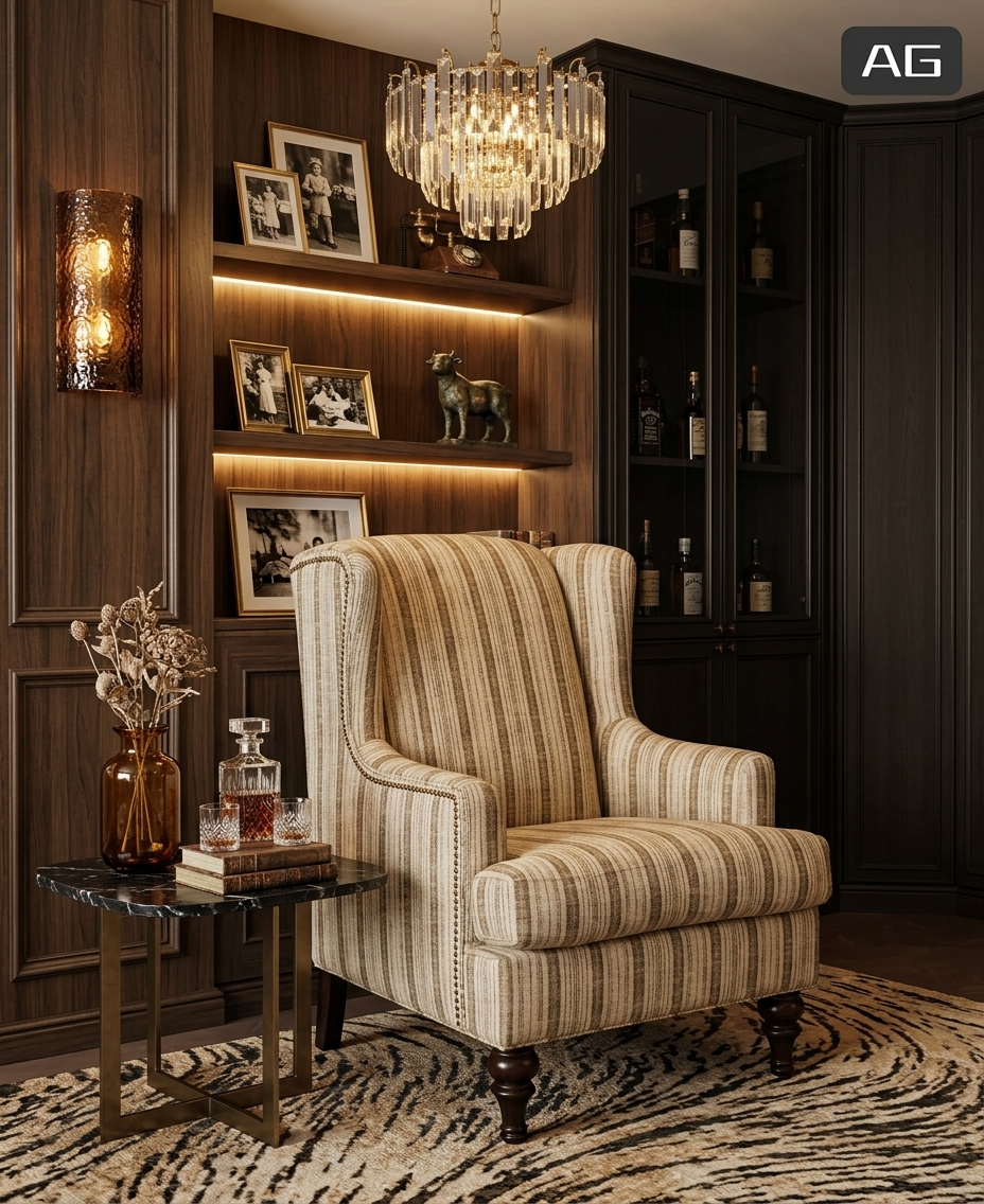 Traditional Upholstered Wingback Accent Chair with Paisley Fabric | Custom Lounge Chair for Living Room & Hospitality - Image 3