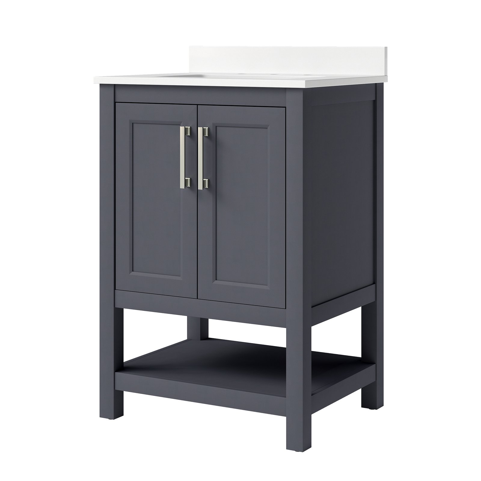 24 Inch Modern Bathroom Vanity with Engineered Wood Cabinet & Quartz Countertop | OEM & Wholesale Supplier - Image 2