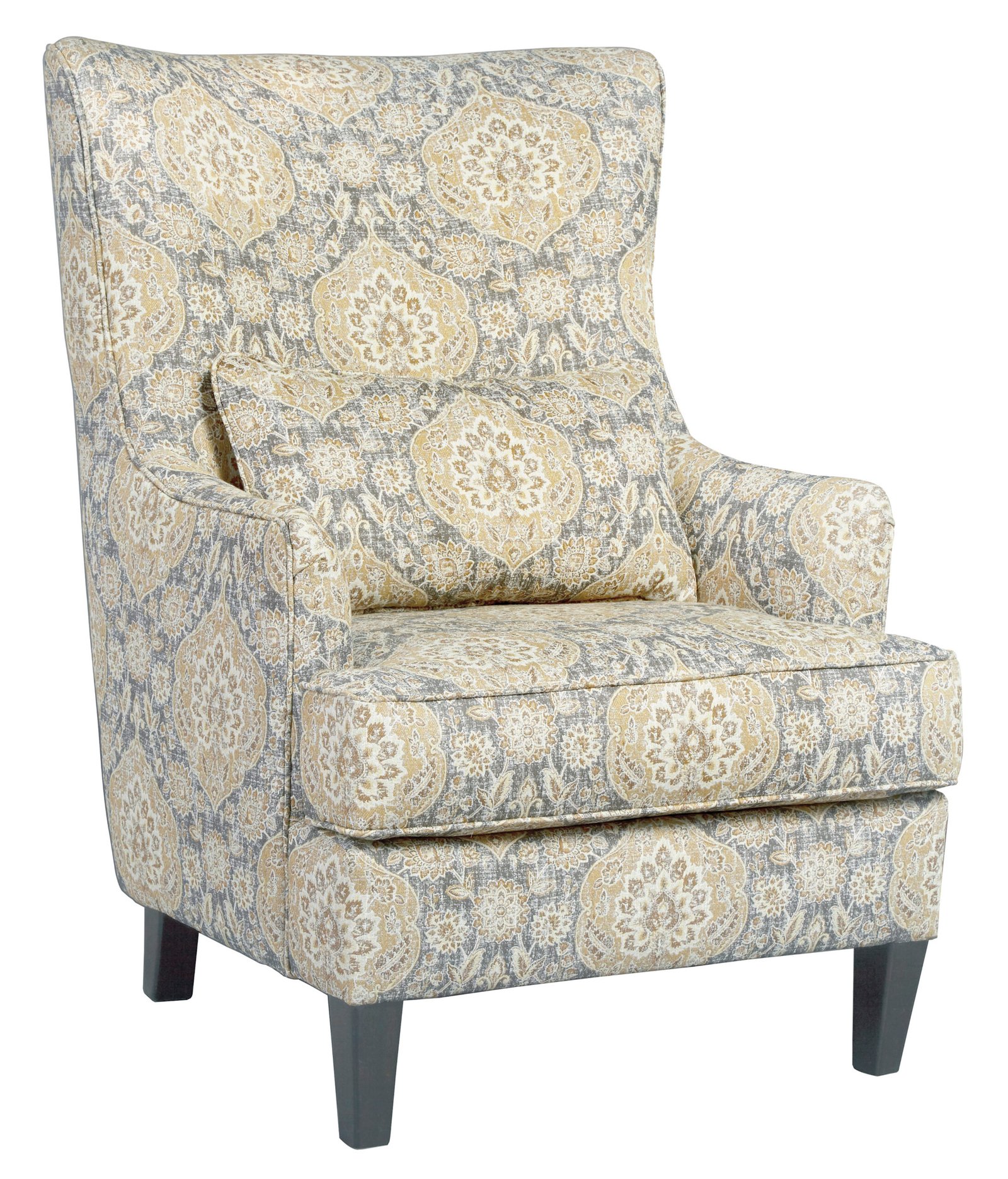 Traditional Upholstered Wingback Accent Chair with Paisley Fabric | Custom Lounge Chair for Living Room & Hospitality