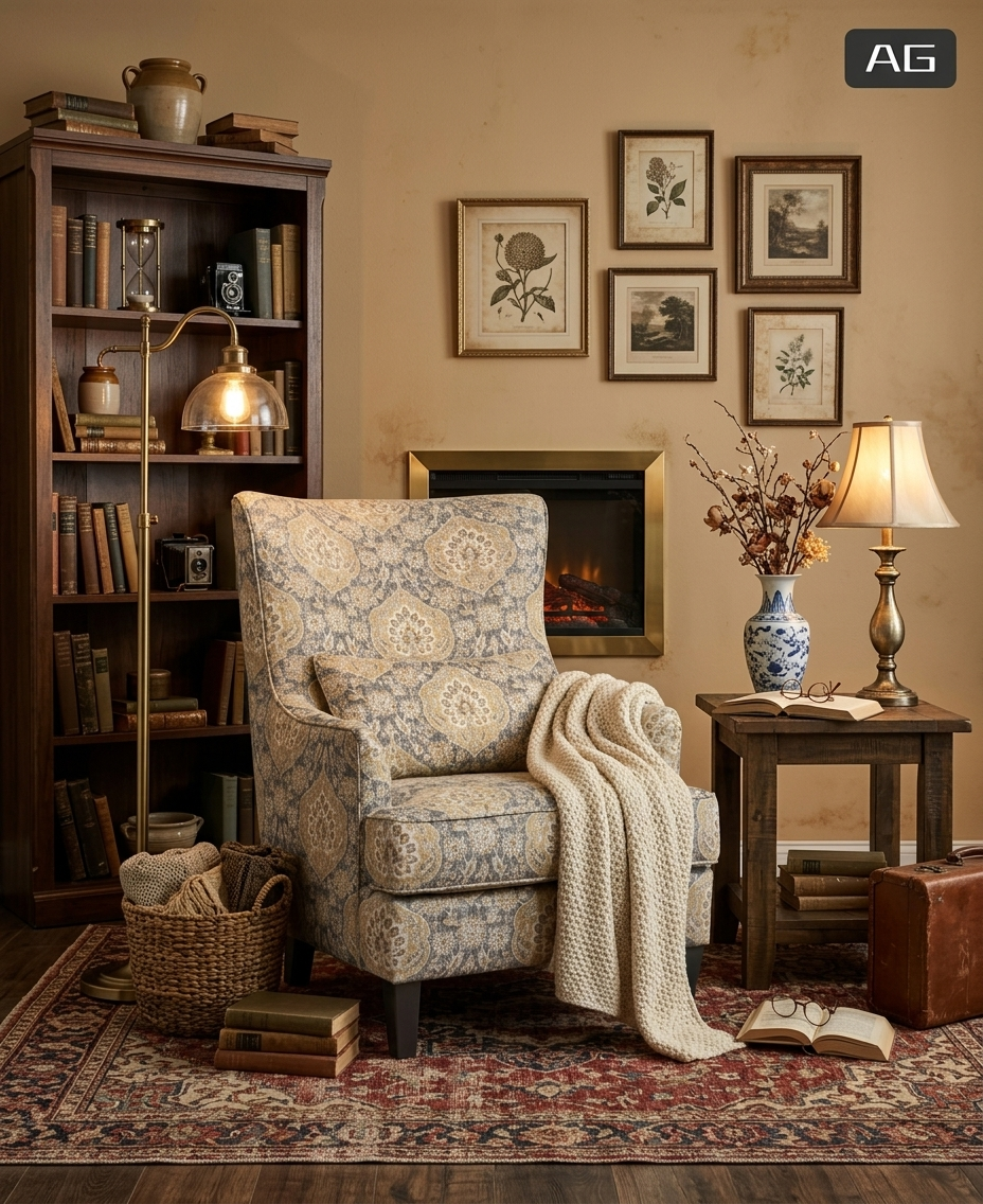 Traditional Upholstered Wingback Accent Chair with Paisley Fabric | Custom Lounge Chair for Living Room & Hospitality - Image 2