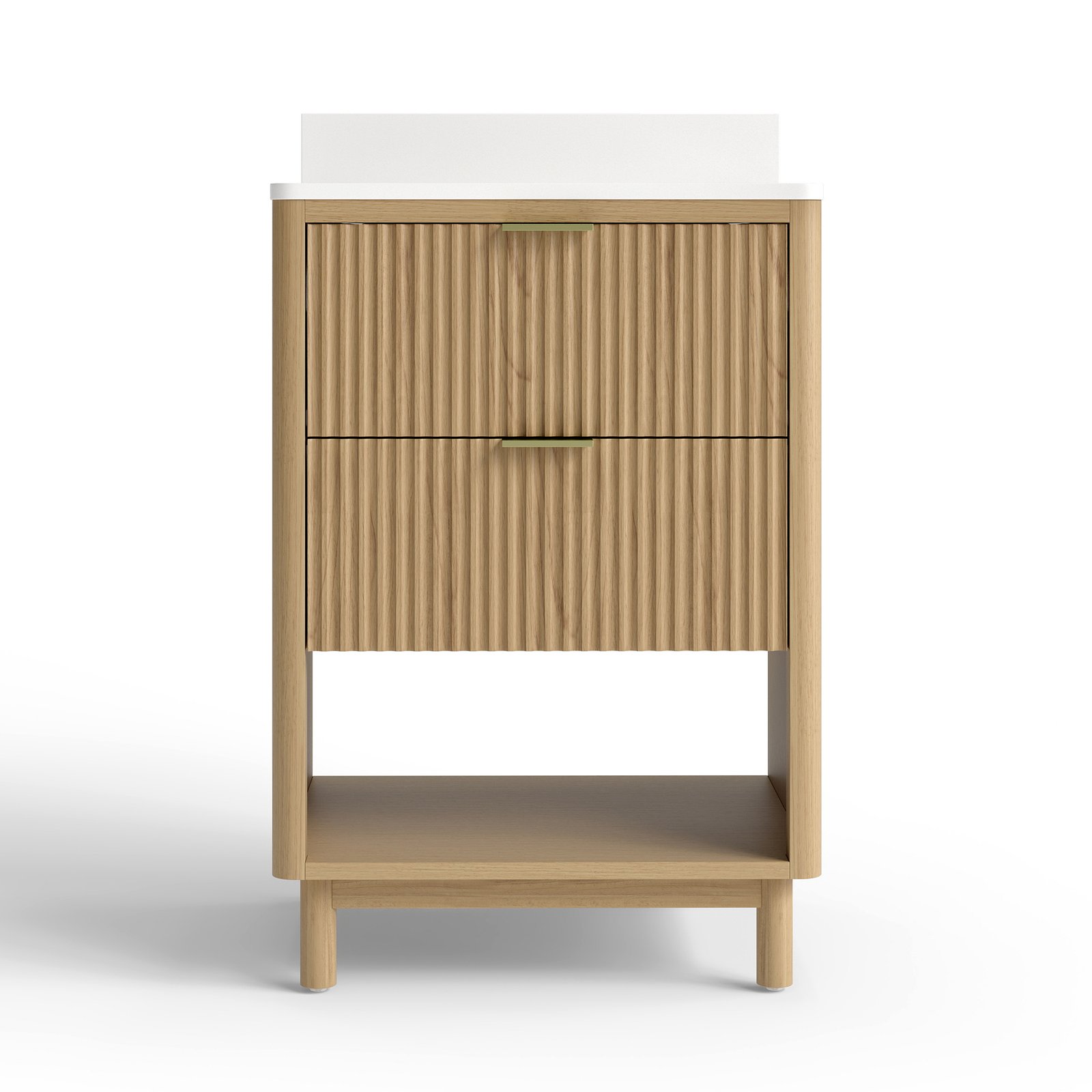 24 Inch Modern Solid Wood Bathroom Vanity with Quartz Countertop & Soft-Close Storage | OEM & Wholesale Supplier