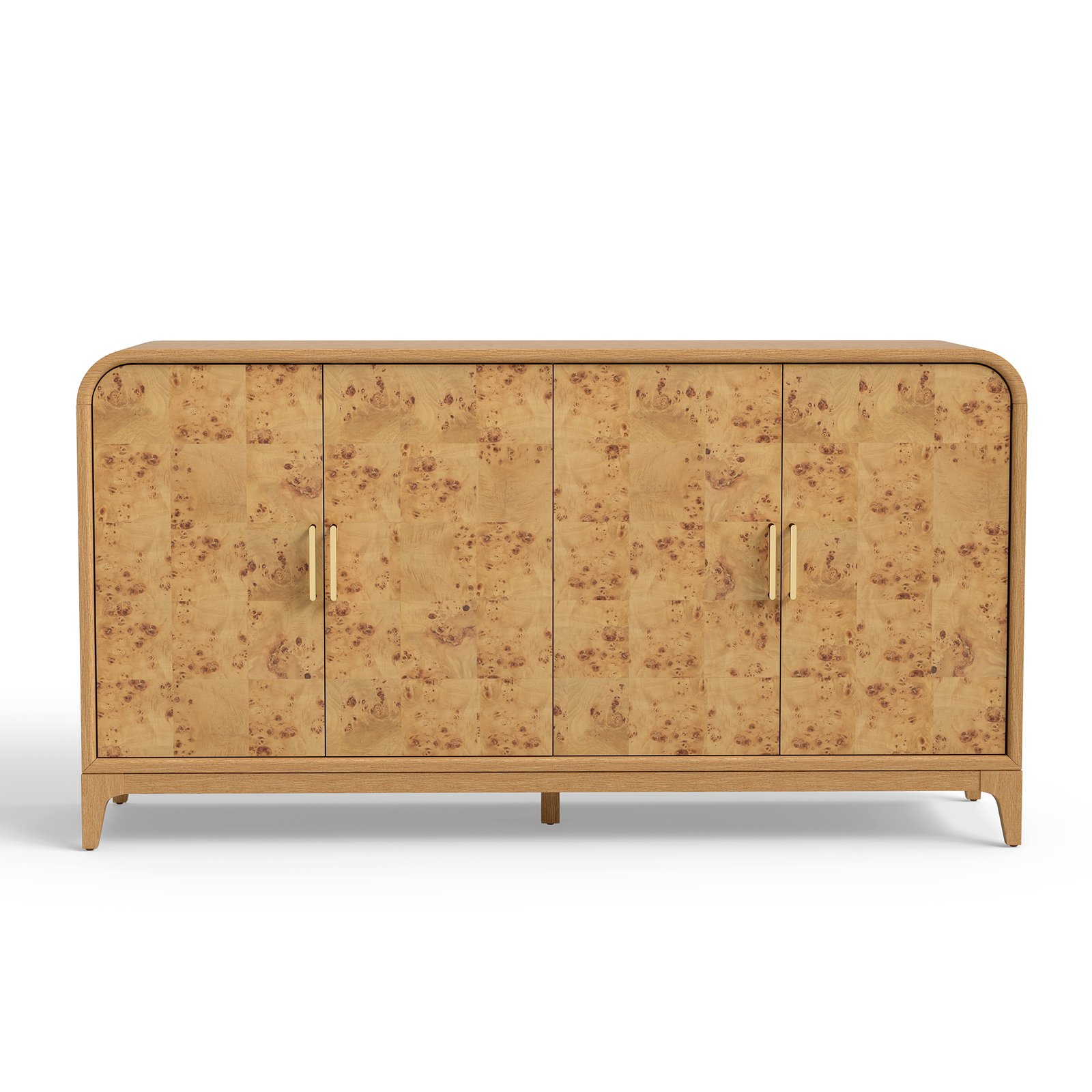 Mid-Century Burl Wood Sideboard Cabinet with 4 Doors | OEM & Wholesale Furniture Supplier