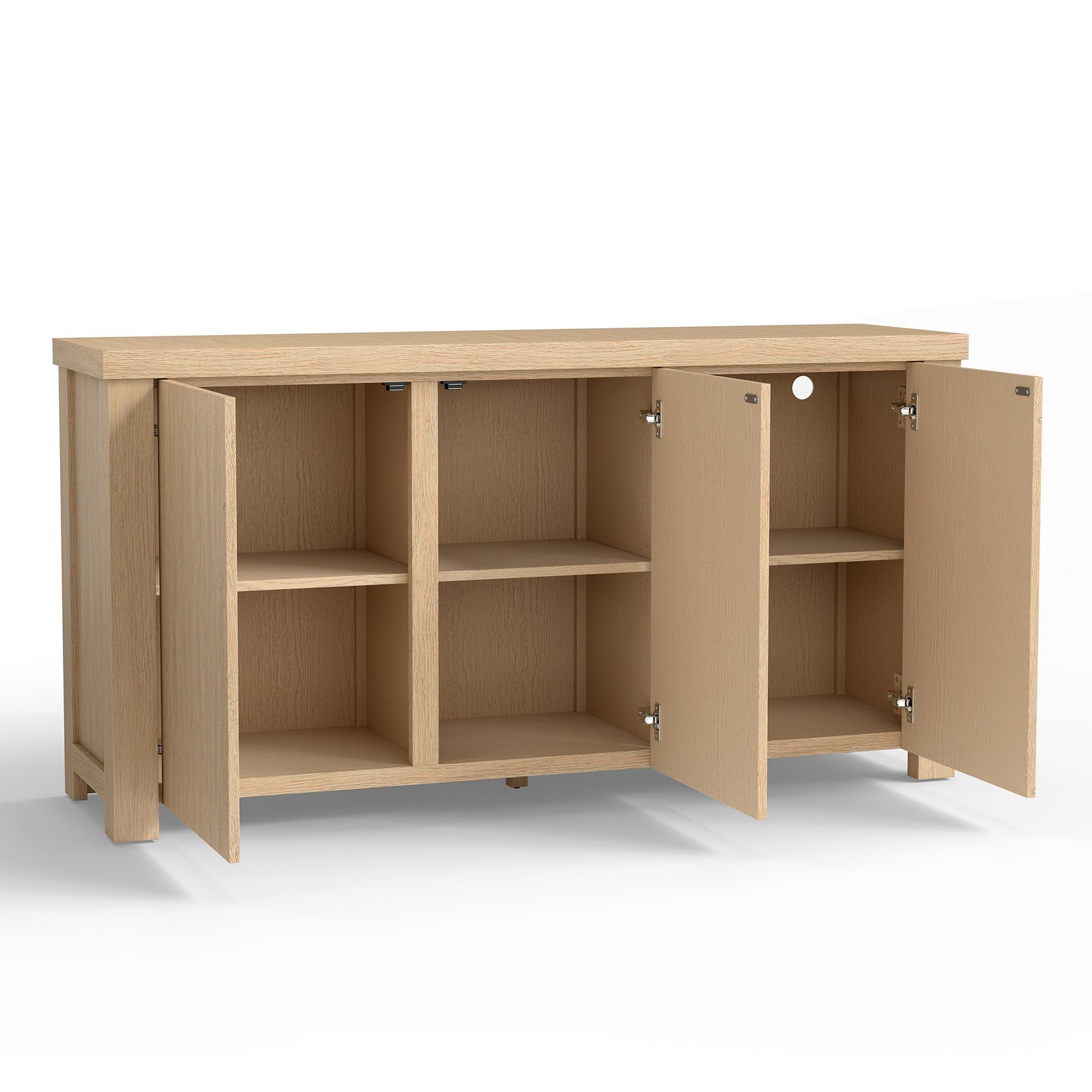 Mid-Century Oak Sideboard Buffet Cabinet with 4 Doors | OEM & Wholesale Furniture Supplie - Image 4