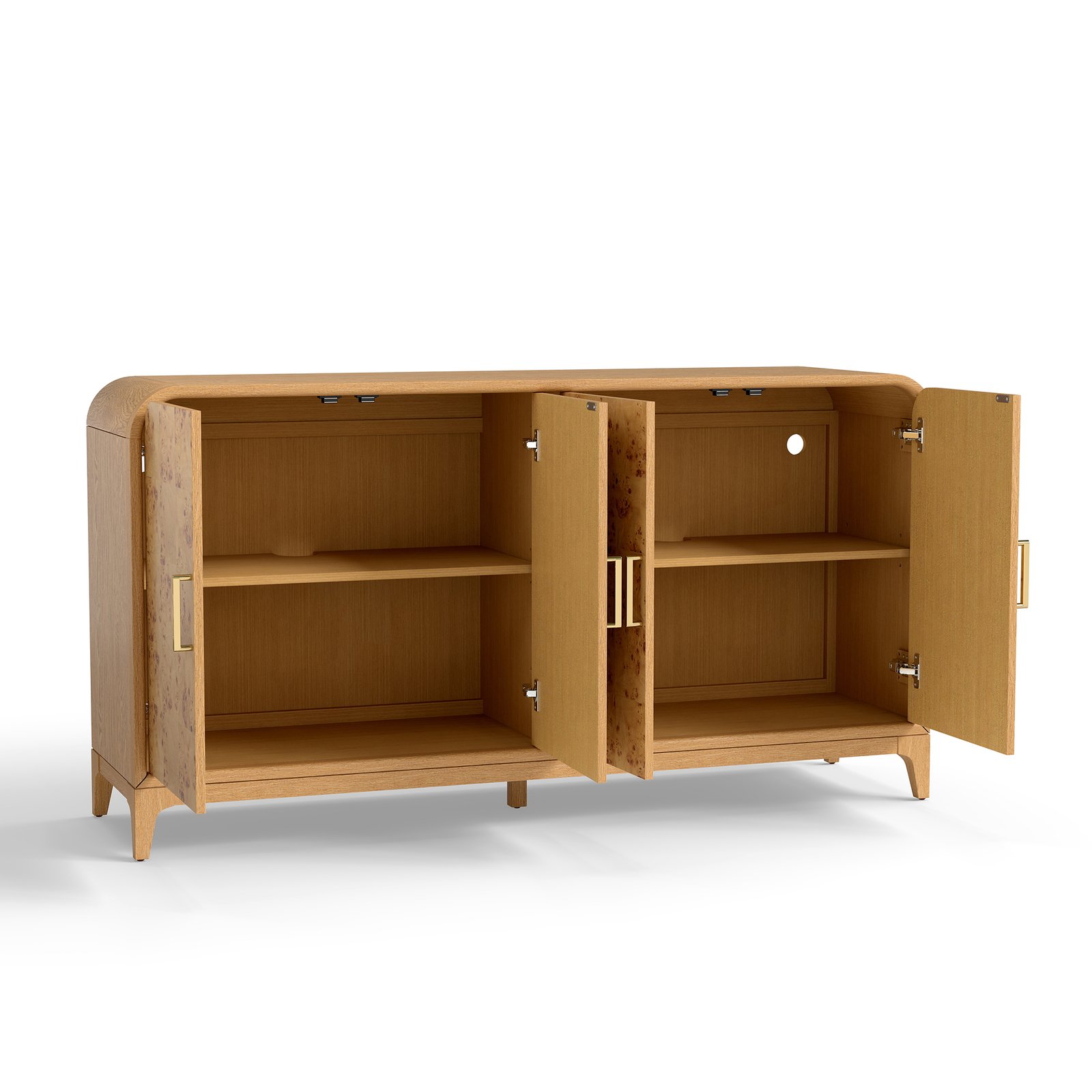 Mid-Century Burl Wood Sideboard Cabinet with 4 Doors | OEM & Wholesale Furniture Supplier - Image 2