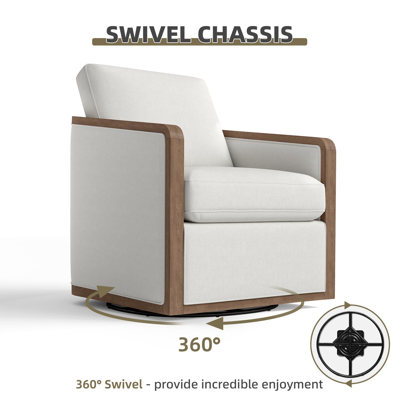 Clarisse Solid Wood Upholstered Swivel Armchair | OEM & Wholesale Supplier - Image 2