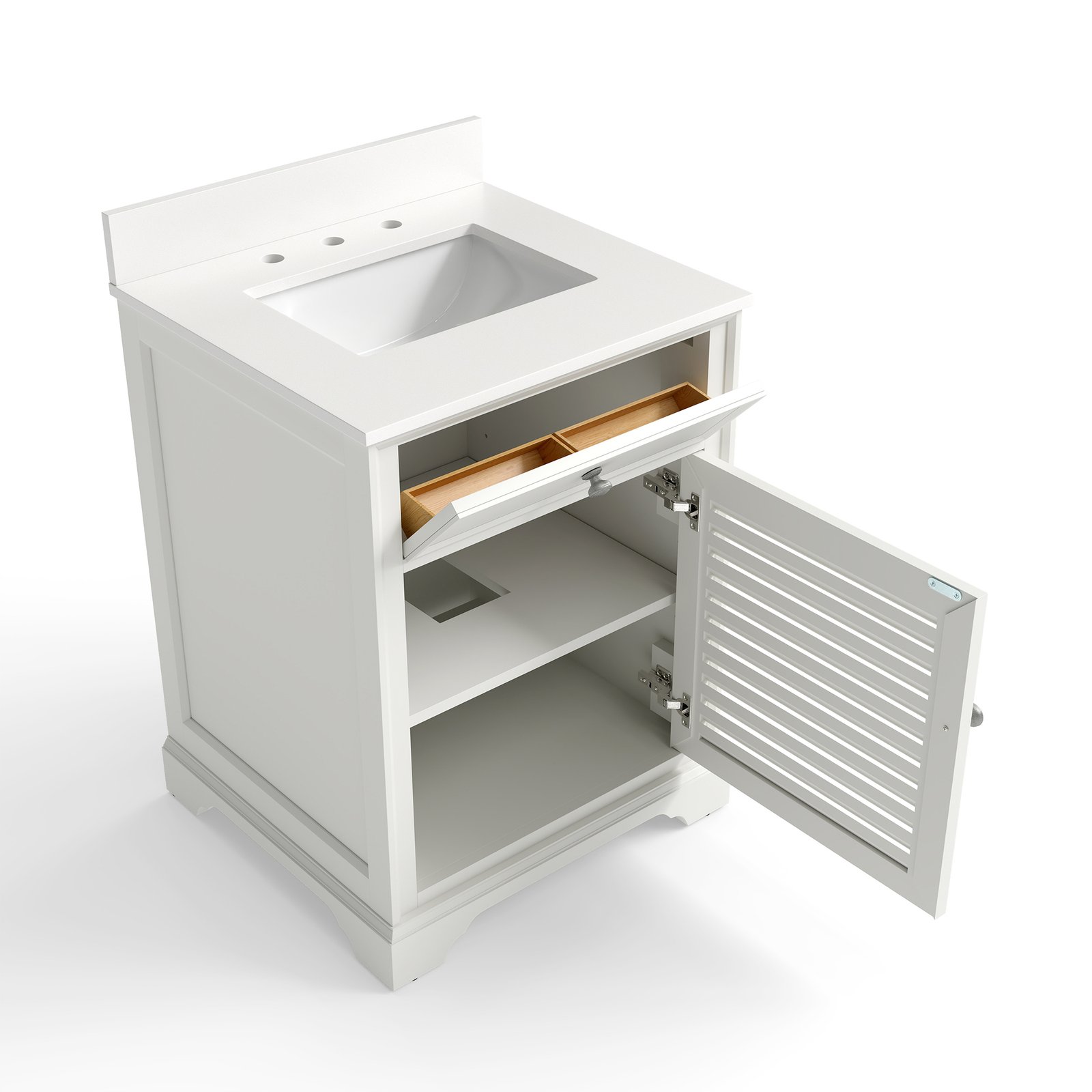 48" Solid Wood Bathroom Vanity with Quartz Countertop & Ceramic Sink | OEM & Wholesale Manufacturer - Image 3