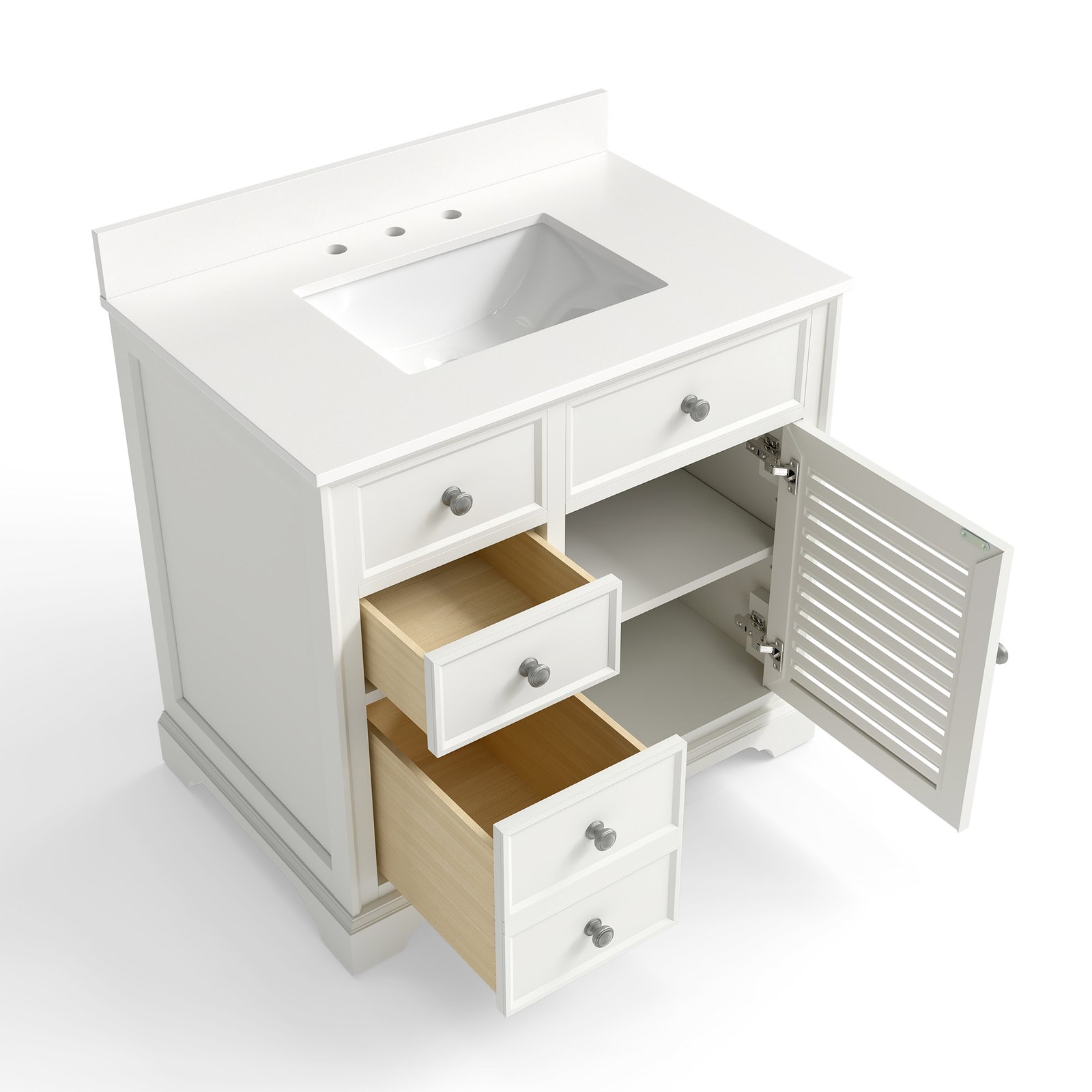 48" Solid Wood Bathroom Vanity with Quartz Countertop & Ceramic Sink | OEM & Wholesale Manufacturer - Image 7
