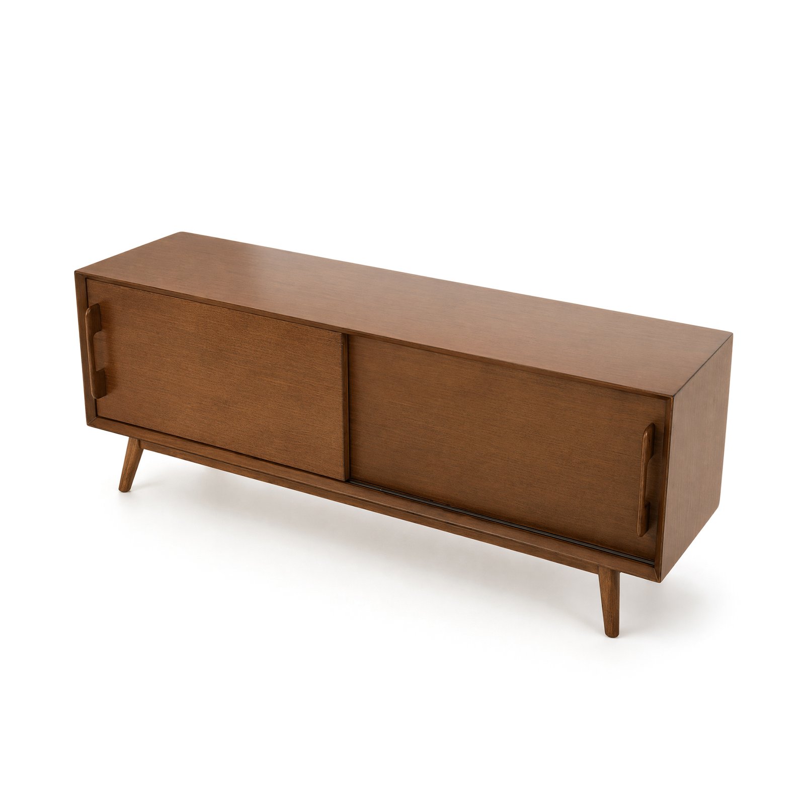 55“ Mid-Century Modern Solid Wood TV Stand with Storage Cabinet | OEM & Wholesale Manufacturer - Image 4