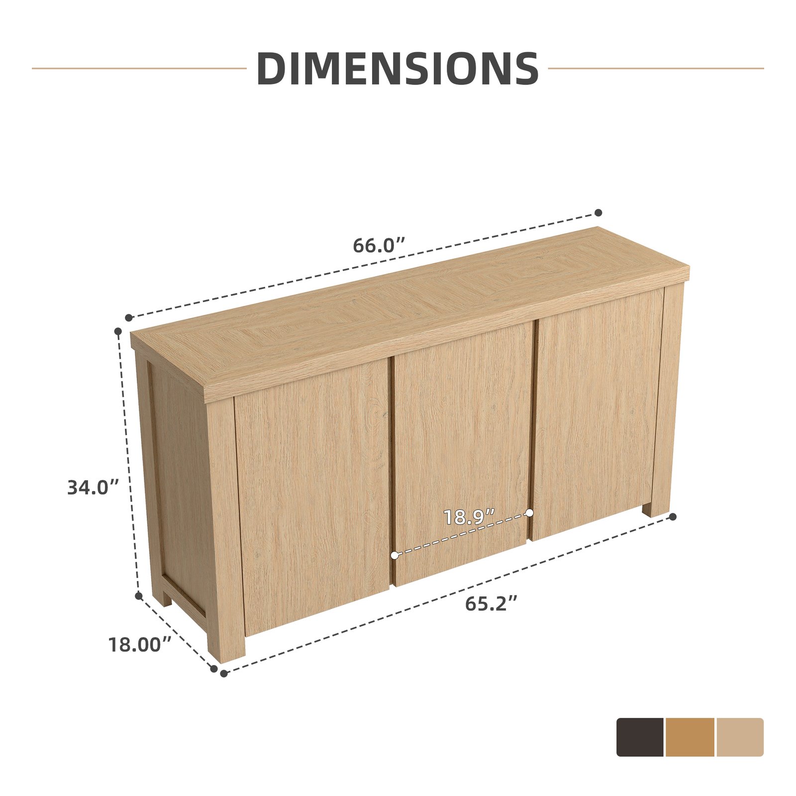 Mid-Century Oak Sideboard Buffet Cabinet with 4 Doors | OEM & Wholesale Furniture Supplie - Image 6