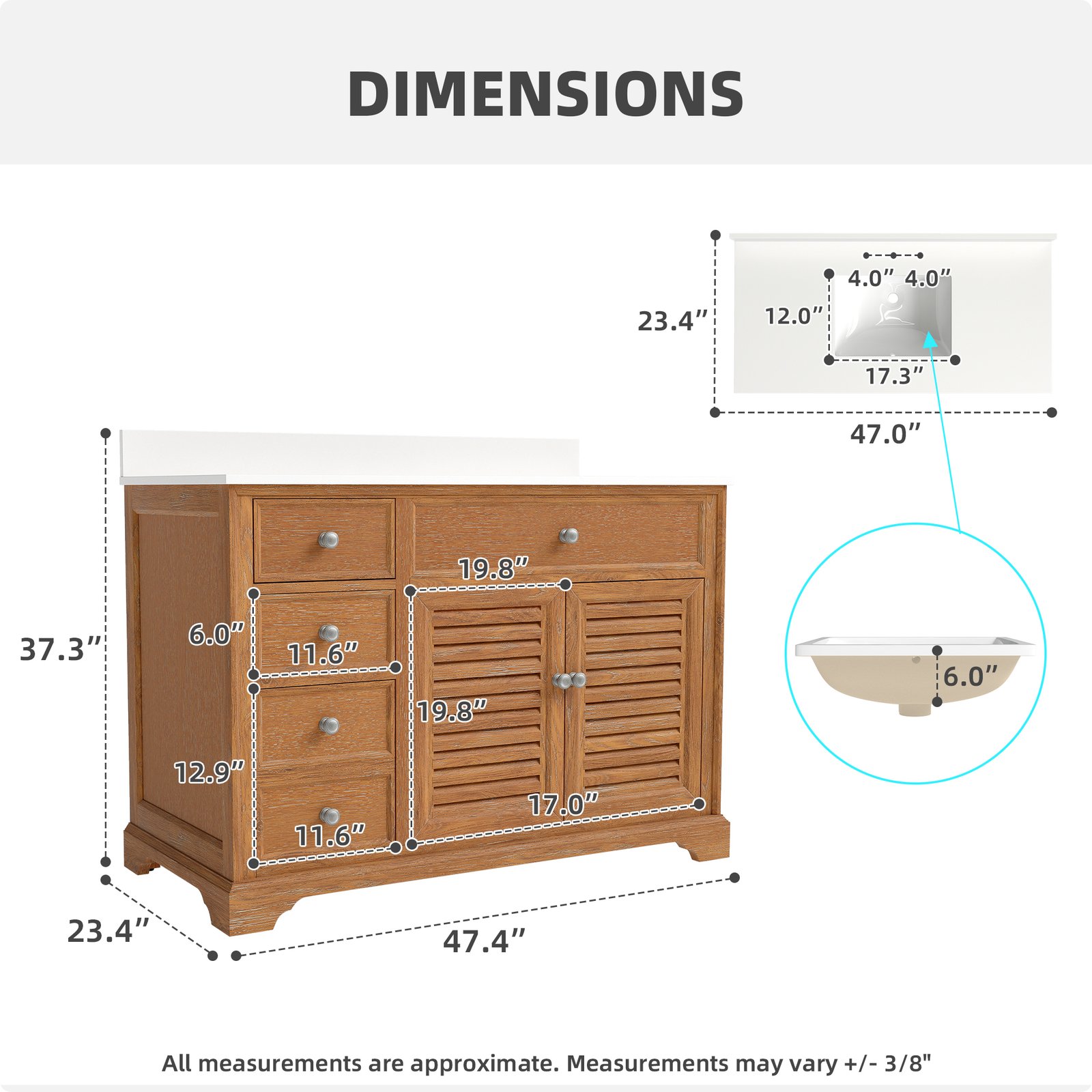48" Solid Wood Bathroom Vanity with Quartz Countertop & Ceramic Sink | OEM & Wholesale Manufacturer - Image 11