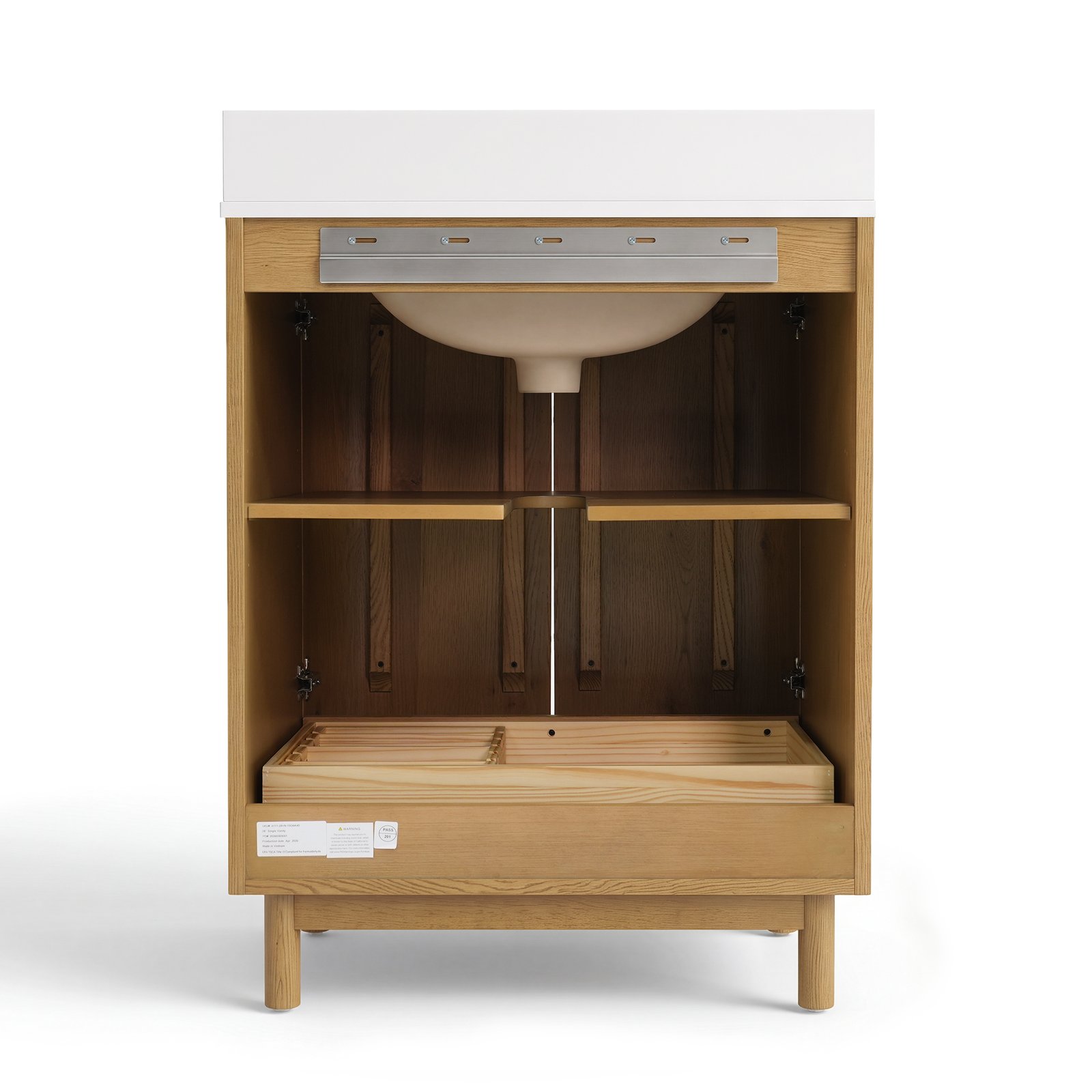 28 Inch Modern Solid Wood Bathroom Vanity with Quartz Countertop & Soft-Close Storage | OEM & Wholesale Supplier - Image 4