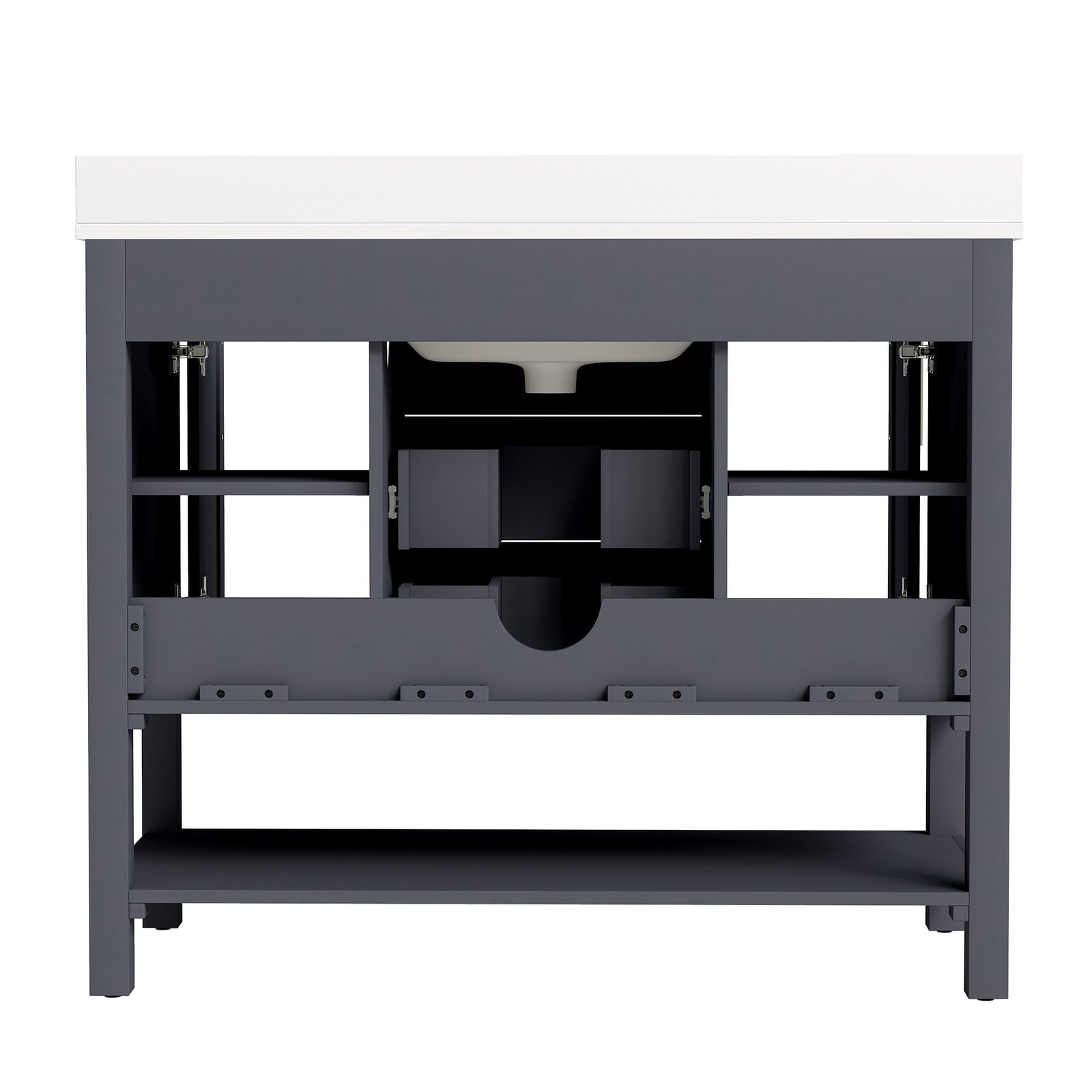 42 Inch Modern Bathroom Vanity with Engineered Wood Cabinet & Quartz Countertop | OEM & Wholesale Supplier - Image 4