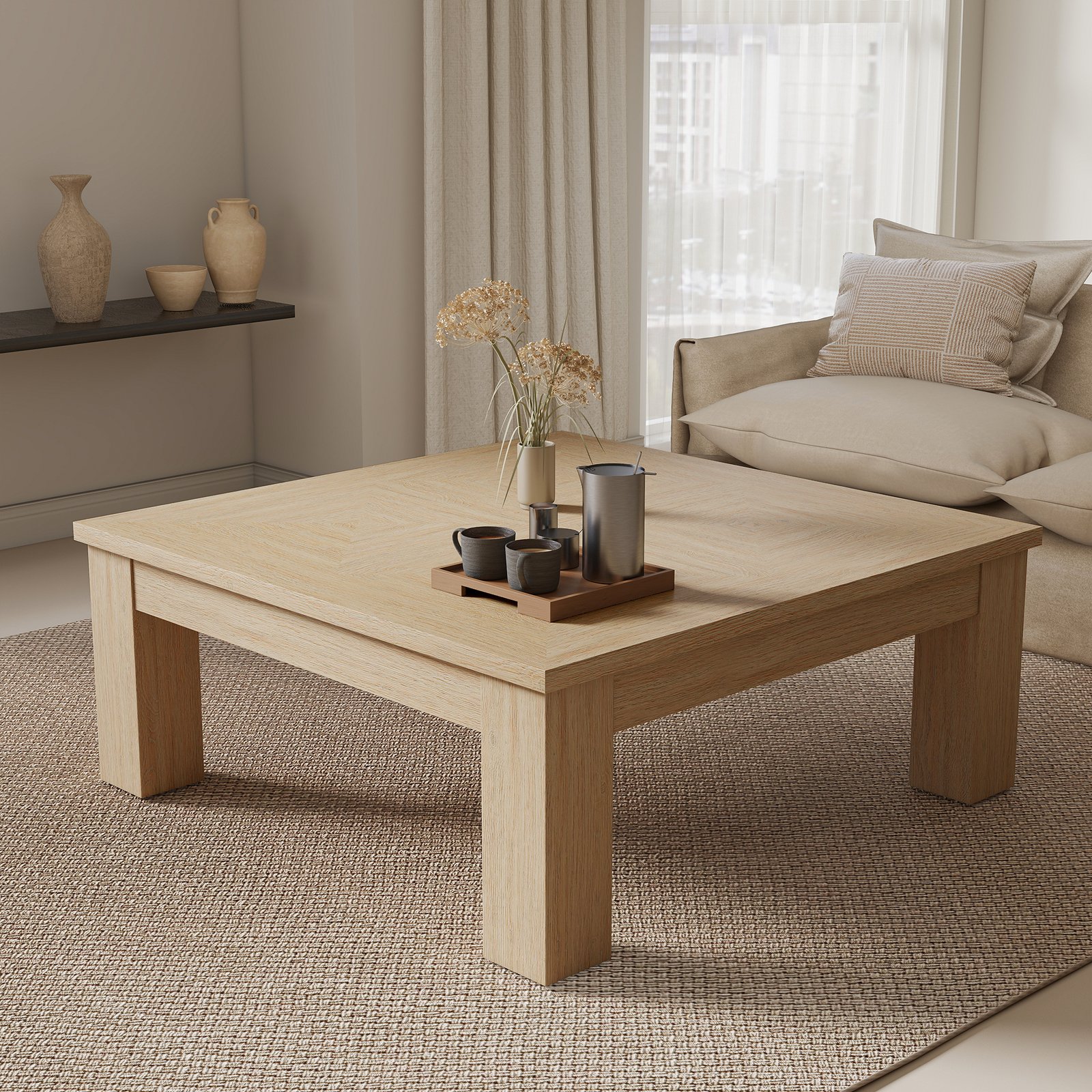 Custom Solid Wood End Table with Diamond Inlay & Storage Drawer | OEM Furniture Manufacturer - Image 5